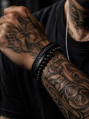 Black Quad Leather Bracelet
